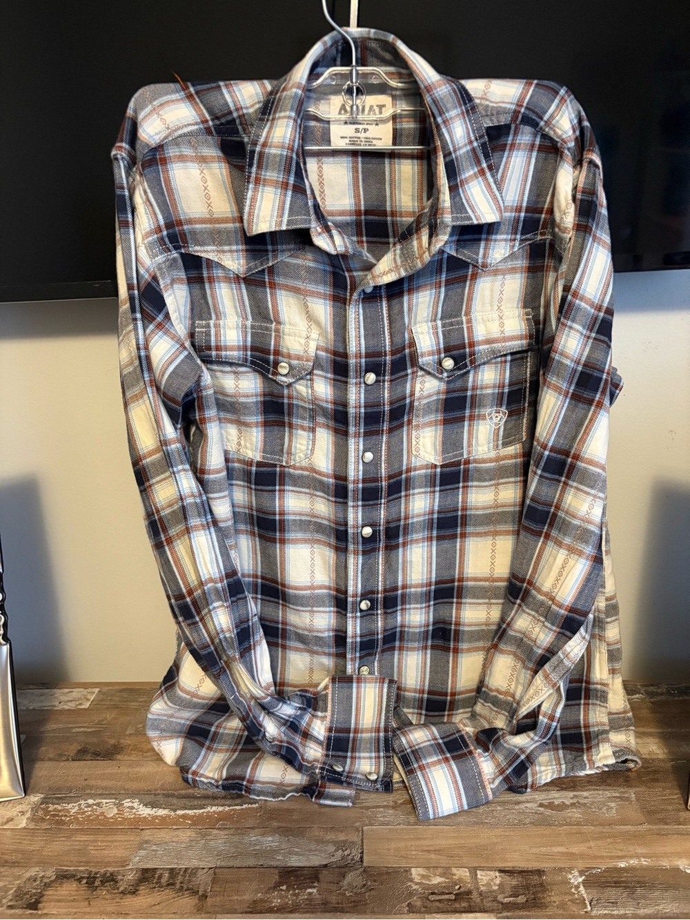 Ariat Blue White Brown Plaid Western Snap Shirt — Classic Plaid